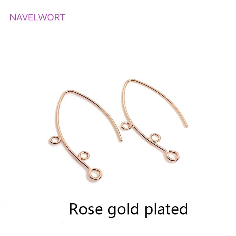 14K Gold Plated French V-shaped Earring Hooks Findings Brass Metal Ear Wire Hooks Settings DIY Jewelry Making Accessories