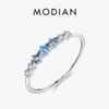 Modian 925 Silver Basic Stackable Fashion Thin Finger Ring Charm Blue Zirconia Crystal Rings For Women Fine Jewelry