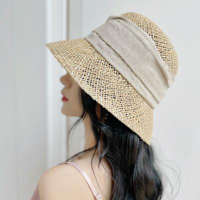French Retro Simple Salty Seaweed Papyrus Woven Small Pot Hat Women'S Summer Japanese Foreign Trade Top Hat Straw Hat
