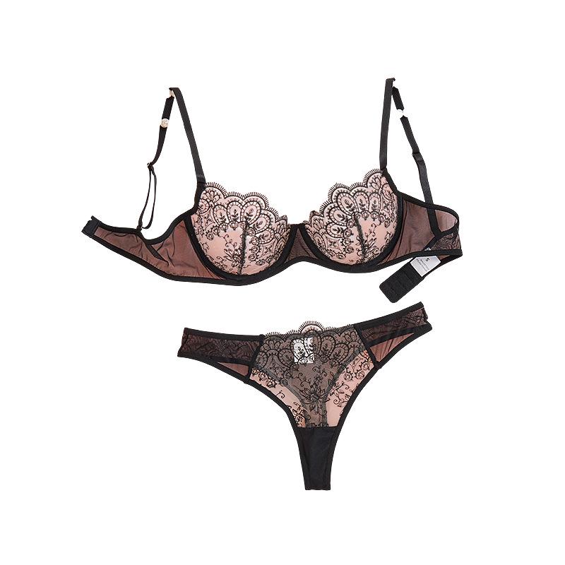 "Sexy Sheer Mesh Patterned Three-Point Underwear Set"