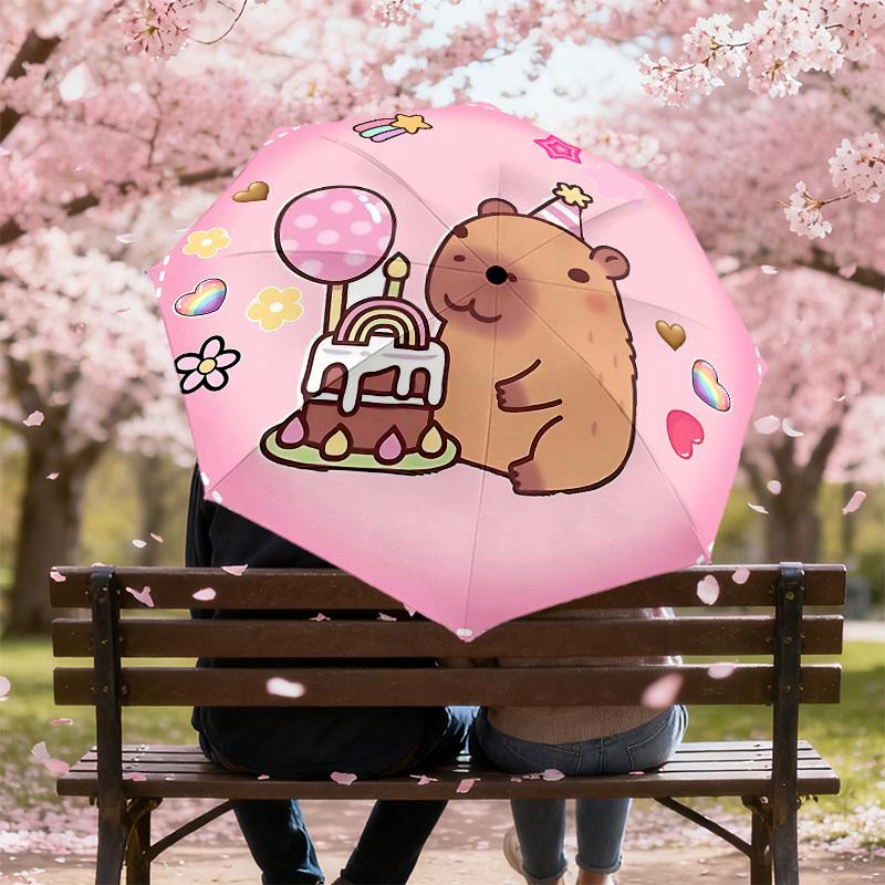 1PC Bear Birthday Umbrella-8-Rib Reinforced, Automatic Open, Lightweight & Durable, Cute Fashion Accessory for Outdoor, Beach or Casual Use, Beach Umb
