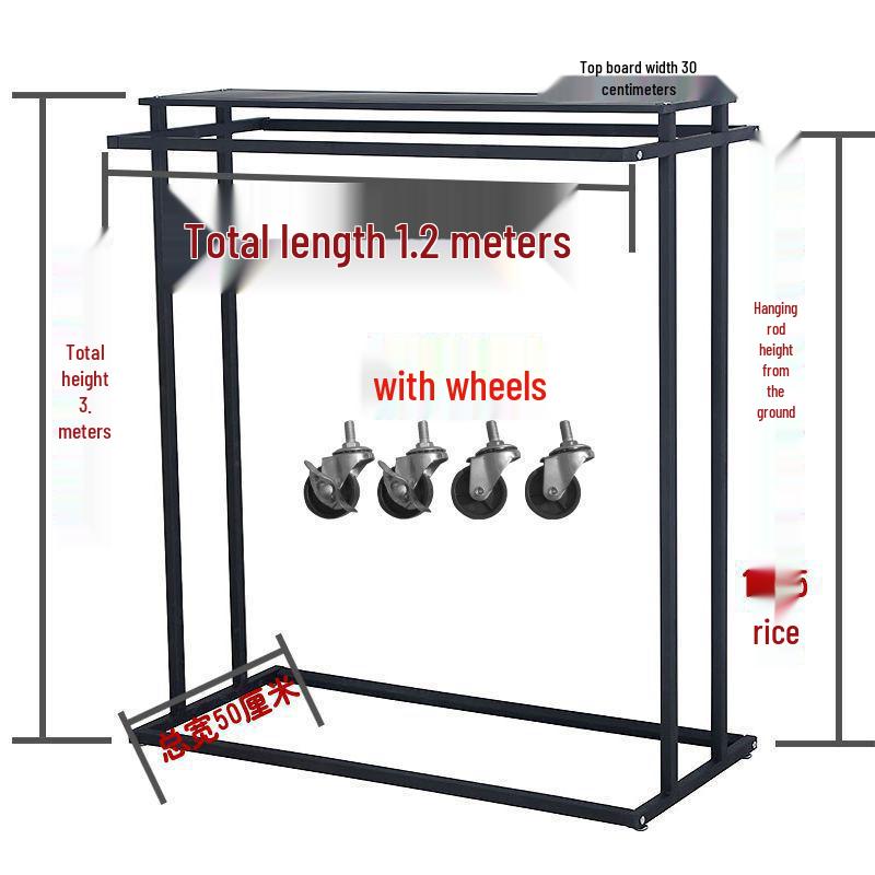 Clothing Store Double-Bar Gondola Rack - Men's & Women's Hanger with Shelves