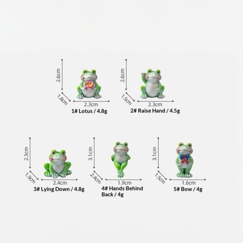 5Pcs Cute Mini Frog Figurine Lovely Cartoon Animal Statue Ornaments For Diy Micro Landscape Garden Terrarium Decoration