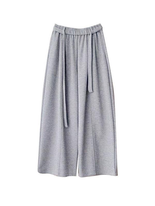 Plus Size Grey Wide-Leg Scythe Women's Sports Pants - Lazy Style (Spring 2026)