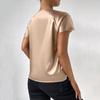 Women's Casual Elegant Satin Pleated Color Loose Peplum Top Women Detail Asymmetric Collar Shirt
