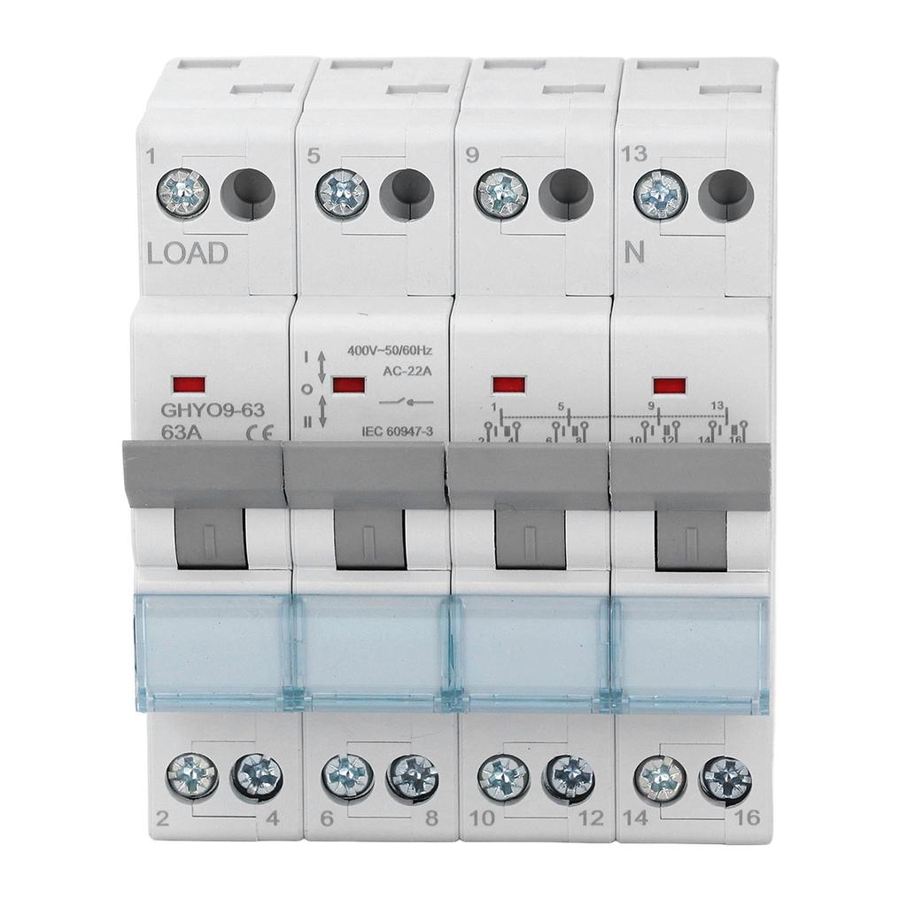 Dual Power Manual Transfer Isolating Switch 4P 63A DIN Rail Backup Power Changeover Switch Interlock