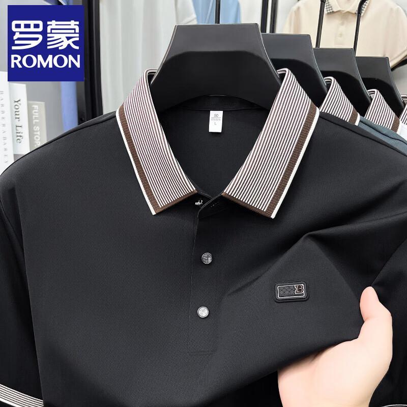 ROMON Men's Summer Business Casual Short-Sleeve Polo T-Shirt