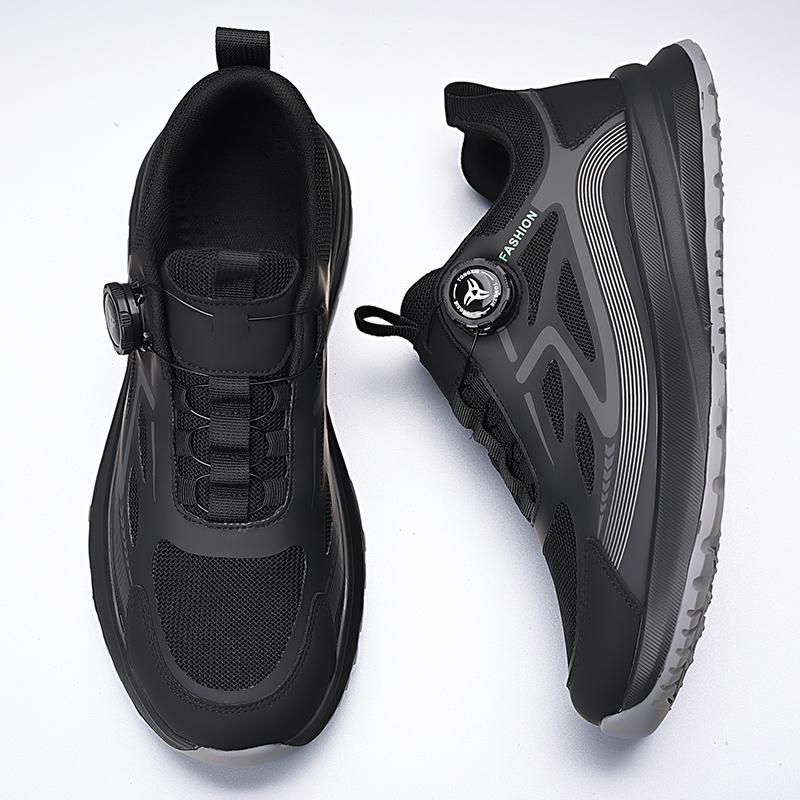 Fashion Outdoor Men Hiking Shoes Comfort Wear Resistant Shoes Breathable Mesh Casual Sneakers Climbing Flats Rotating Button Footwear