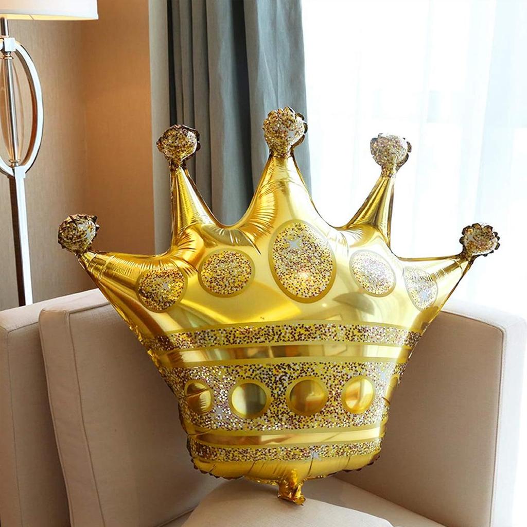 Gold Crown Balloon Set - Large, Medium, and Small Sizes for Birthday Decoration