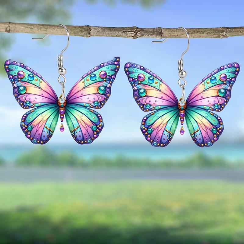 1 par avançado simples fresco temperamento acrílico plano personalizado borboleta pendurado brincos diy decoração