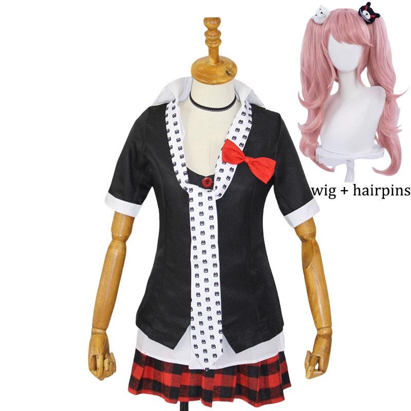 Junko Enoshima Cosplay Danganronpa Kostuum Anime Dangan Ronpa Cosplay Schooluniformen Monokuma Haarspeldjes Dames Meisje Outfit Pak XS black