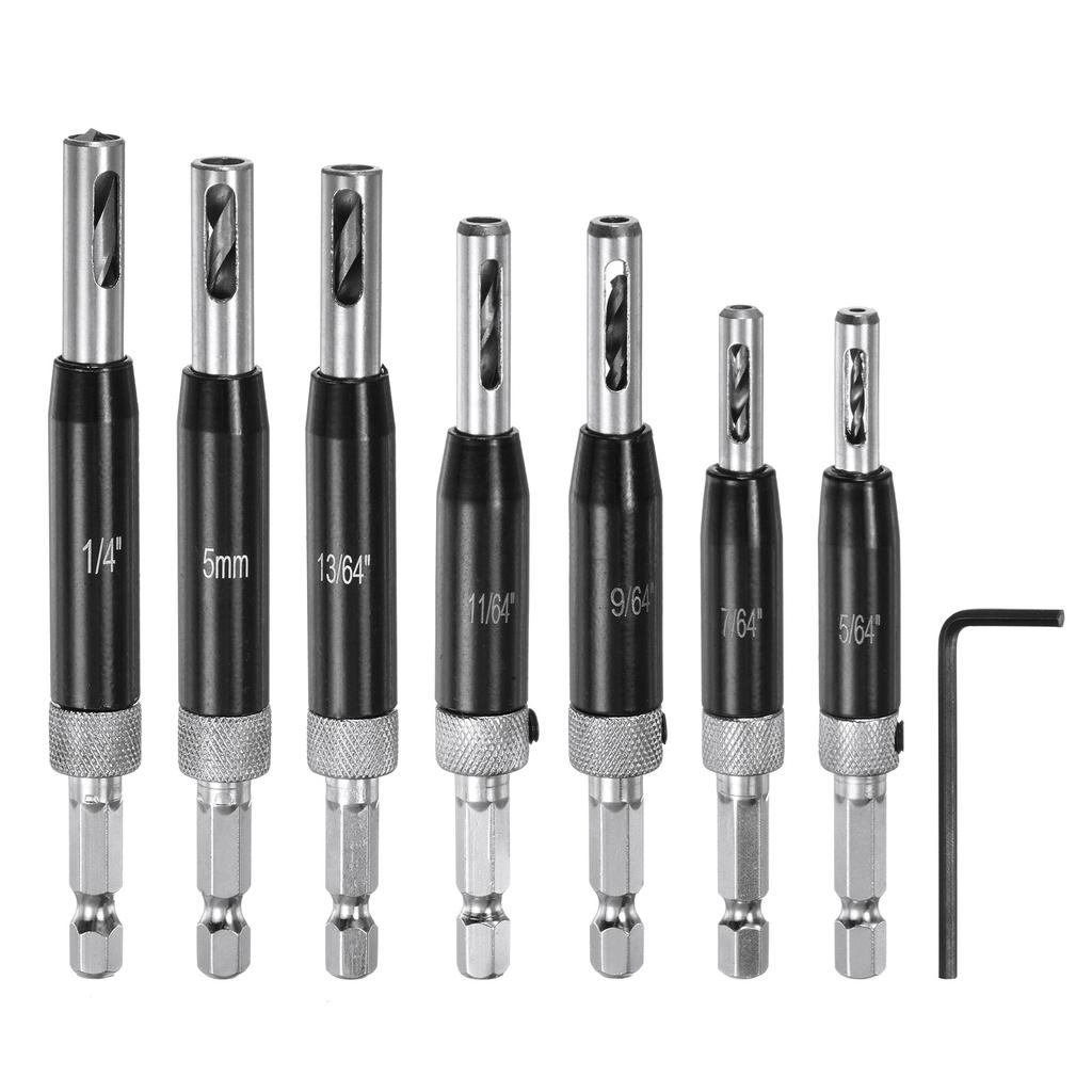 3/4/7/8pcs Self Centering Drill Bit Set Drilling Bits for Wood Working Cabinet Door Hinge Hole Punch Tool with Hex Keys L-Shape