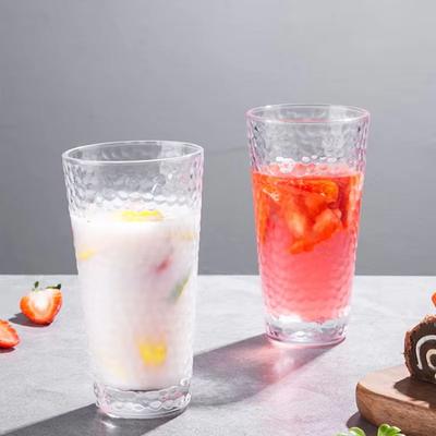 330ml Nordisch Modern Milch Saft Becher Hammer Muster Glas Tasse 2er Set Cocktailglas Restaurant Trinkgläser für Alltag