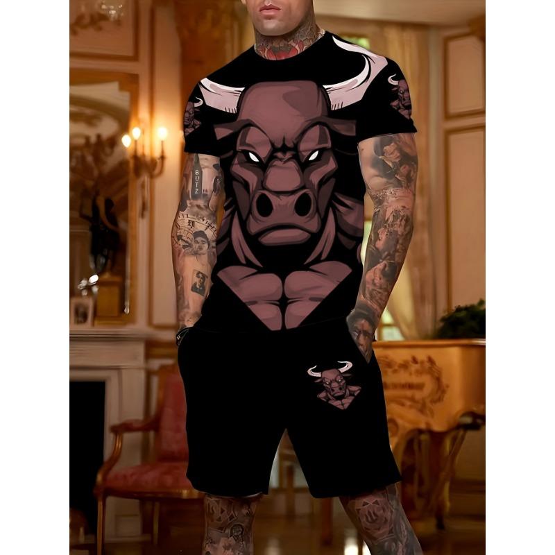 2-Piece Summer Men's Casual Set Trendy Bear 3D Digital Print
