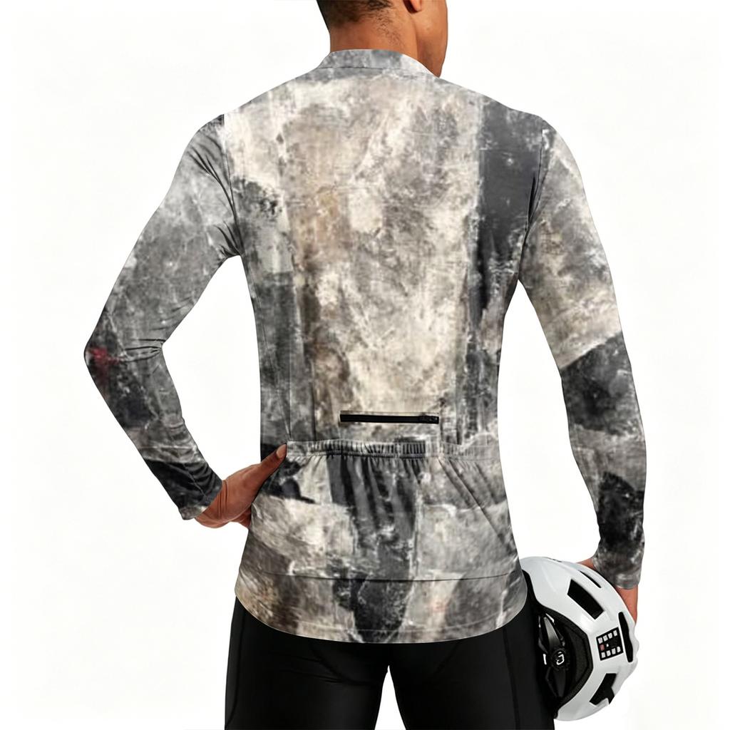 Herren Langarm Fahrradtrikot Atmungsaktiv Schnelltrocknend Halber Reißverschluss Pullover Leichtes Sportoberteil für Outdoor-Sportarten
