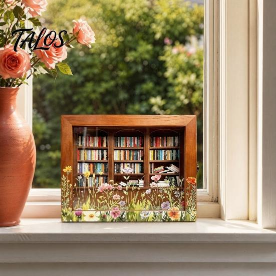 Scuoti Via la Tua Ansia Mini Libreria, Figurine in Legno Miniatura di Libreria con 200 Pezzi di Libri, Regali per Alleviare lo Stress per Amanti dei Libri, Adulti
