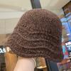 Retro Hollow Knitted Bucket Hat Women's Autumn and Winter New Literary and Versatile Washbasin Hat Warm Ear Protection Bucket Hat