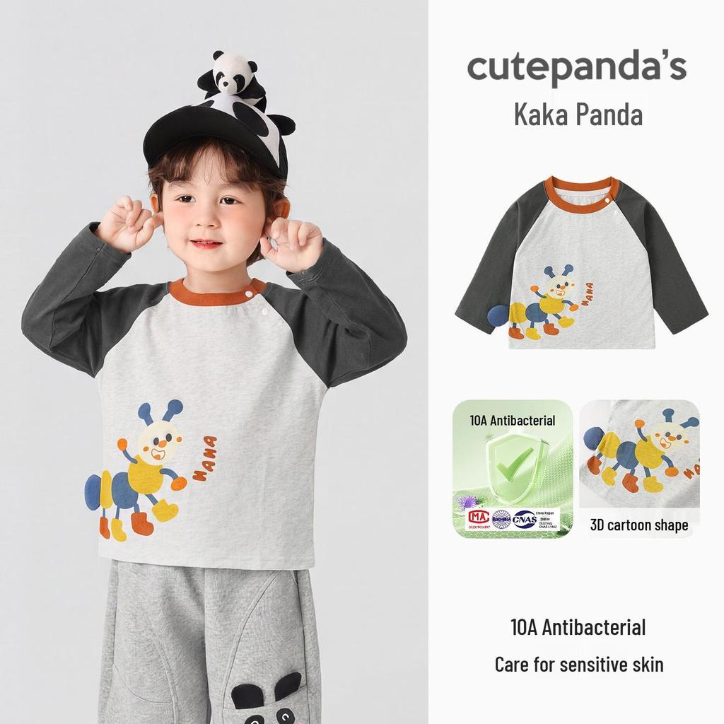 Kaka Panda Pojkar och Flickor Långärmad Vår T-shirt - Trendig Baby Casual Lager på Lager Topp