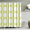 Green White Geometric Shower Curtain For Bathroom Decor 6 Hooks Set Available In Various Colors!
