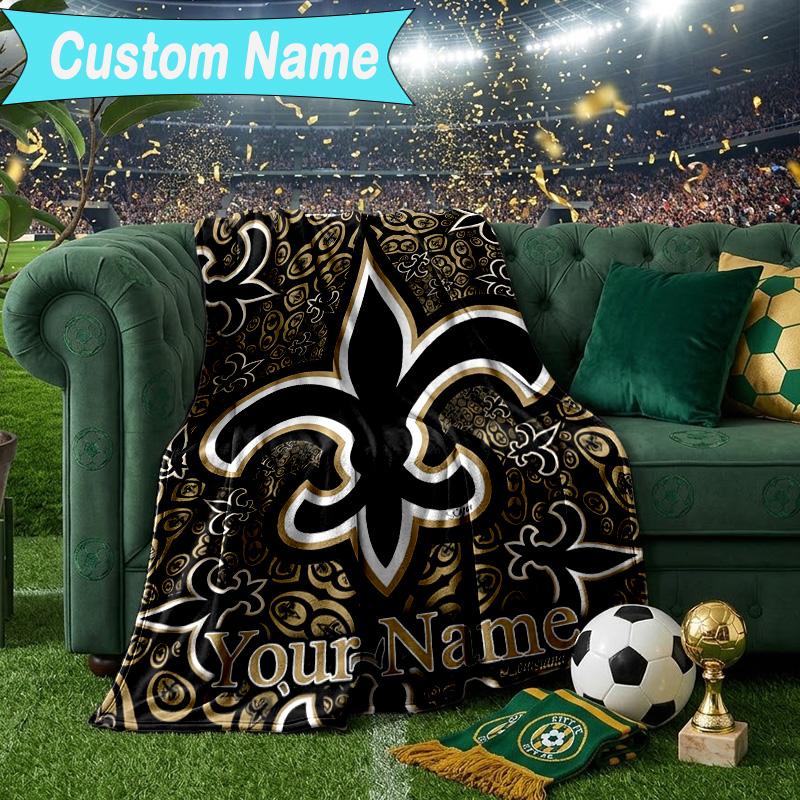 Custom Name Blanket Golden Saints Logo Blanket Bedding Blanket for Travel, Camping, Living Rooms, Offices, Sofas, Fan Christmas gift