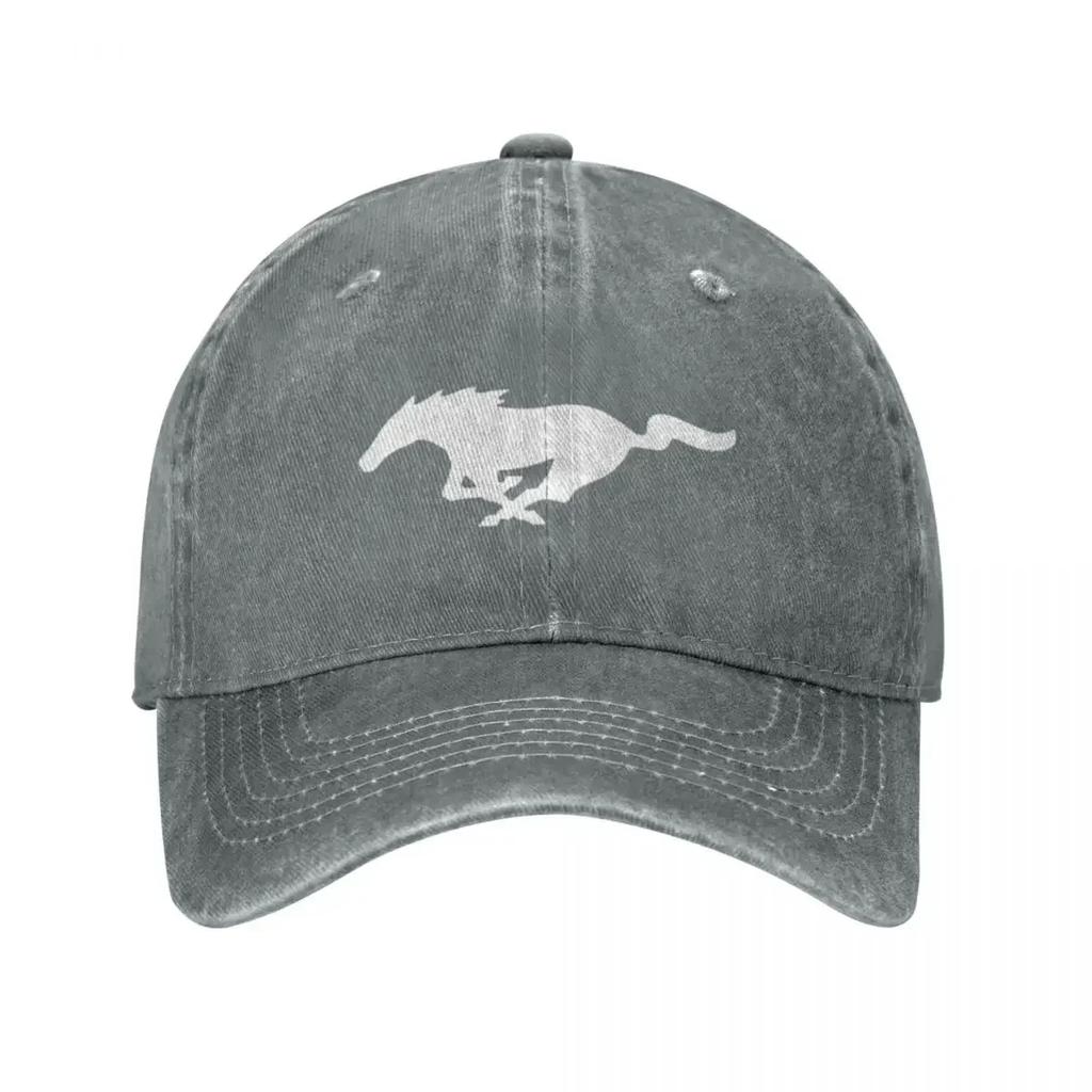 Mustang Horse Unisex Retro Denim Washed Baseball Caps Men Cowboy Sunscreen Hats Camping Womens Trucker Cap