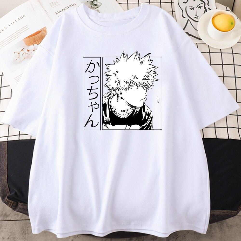 

My Hero Academia Katsuki Bakugo Принт Негабаритные футболки Женщины Лето Свободные Аниме Одежда Женские Рубашки с коротким рукавом Повседневные футболки