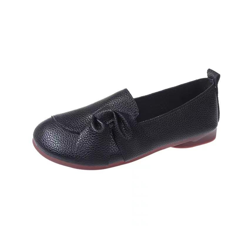 European American Flat Bottomed Women's Shoes 2024 Autumn New Soft Sole Anti Slip Design Sense Daily Flat Bottomed Single Shoes