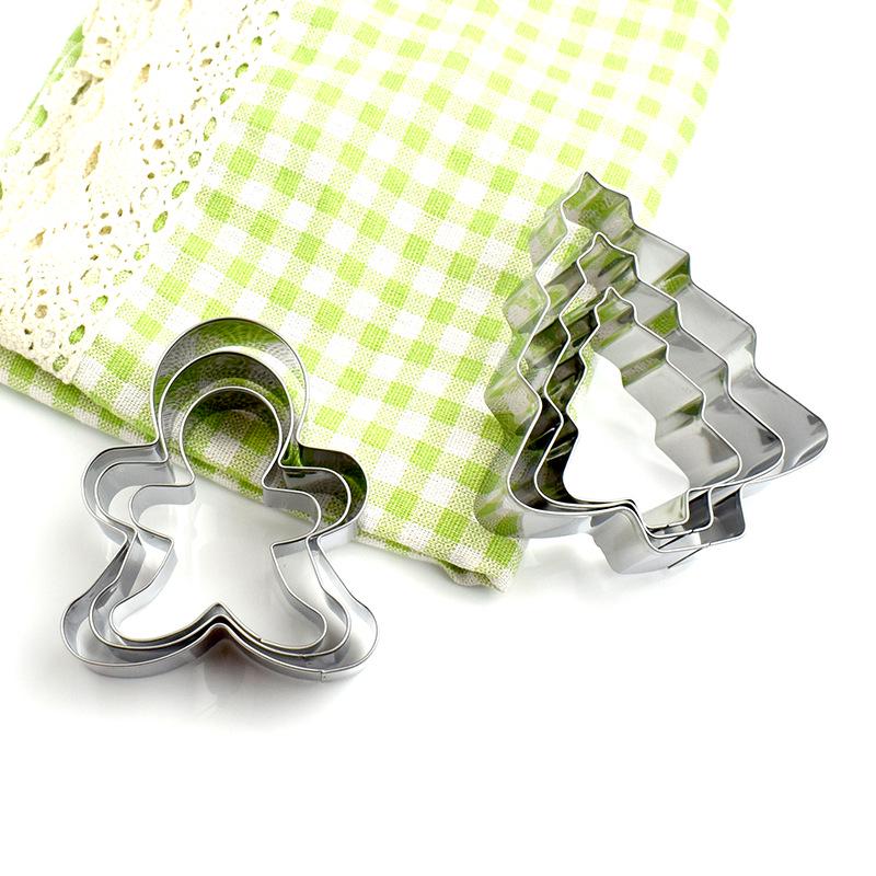 Stainless Steel Christmas Cookie Cutters: Snowflake, Tree, and Gingerbread Man