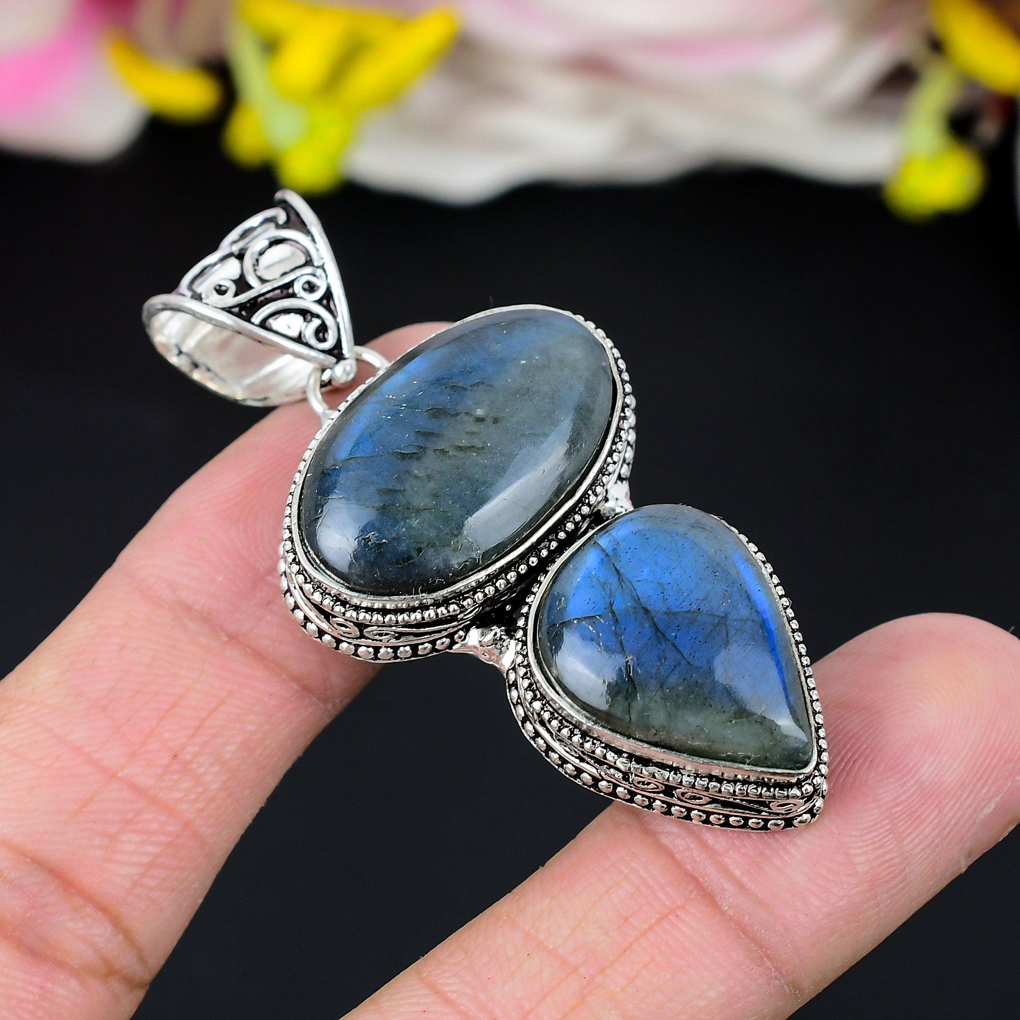 

Labradorite Gemstone Handmade 925 Sterling Silver Jewelry Pendant 2.36 KG-283