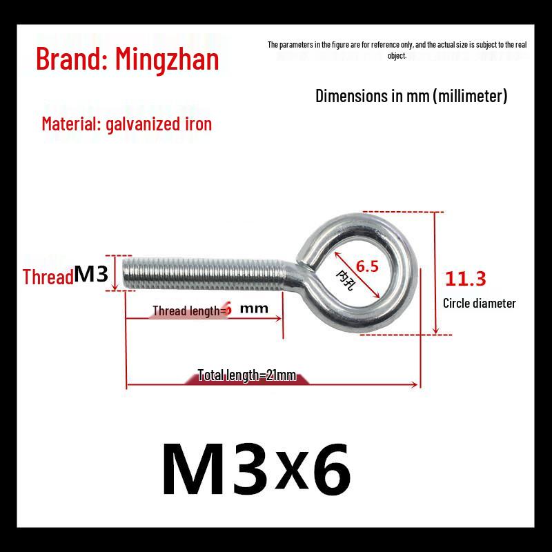 Closed Hook Eye Bolt Screw Ring Hanger - M2.5 to M8 Machine Thread