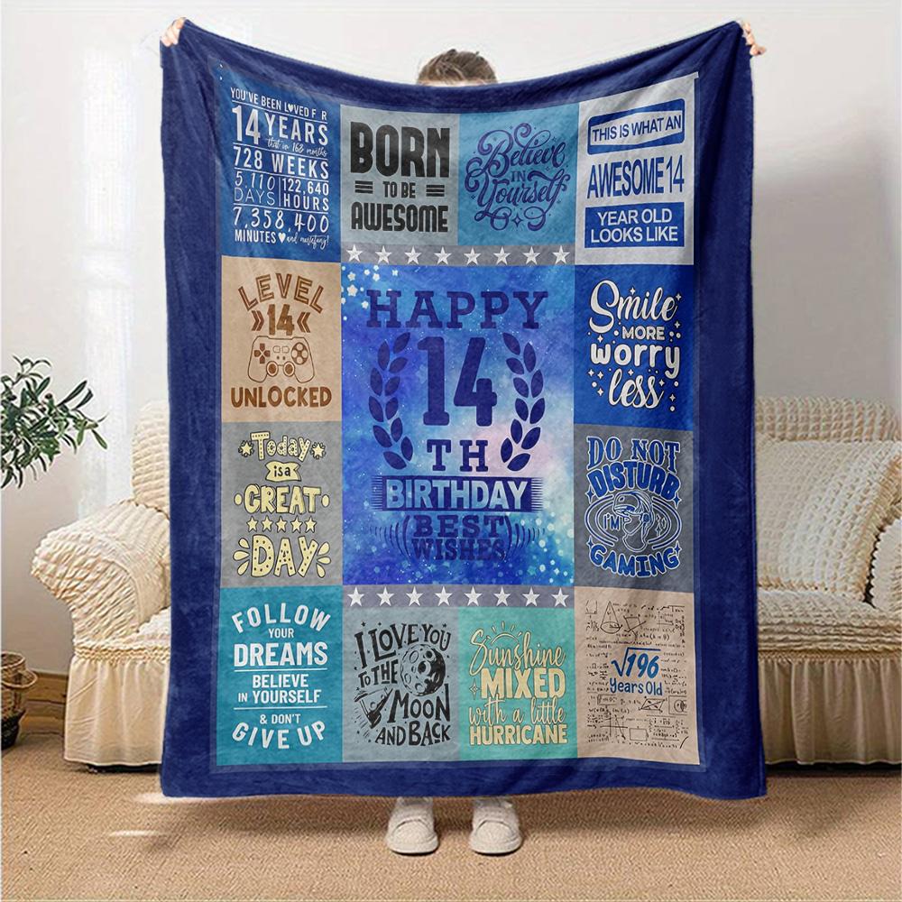 14Th Birthday Celebration Multi-purpose Blanket Comfortable Ure Versatile Picnics Four Seasons Universal Warmthful Decor and Friends Y8