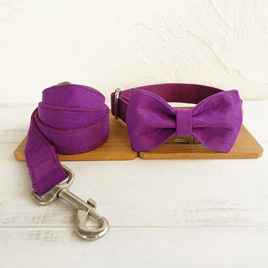 MUTTCO Dog Collar & Leash Set with Bow, Thick Alloy Buckle, for Teddy and Samoyed - UDC-029. XL