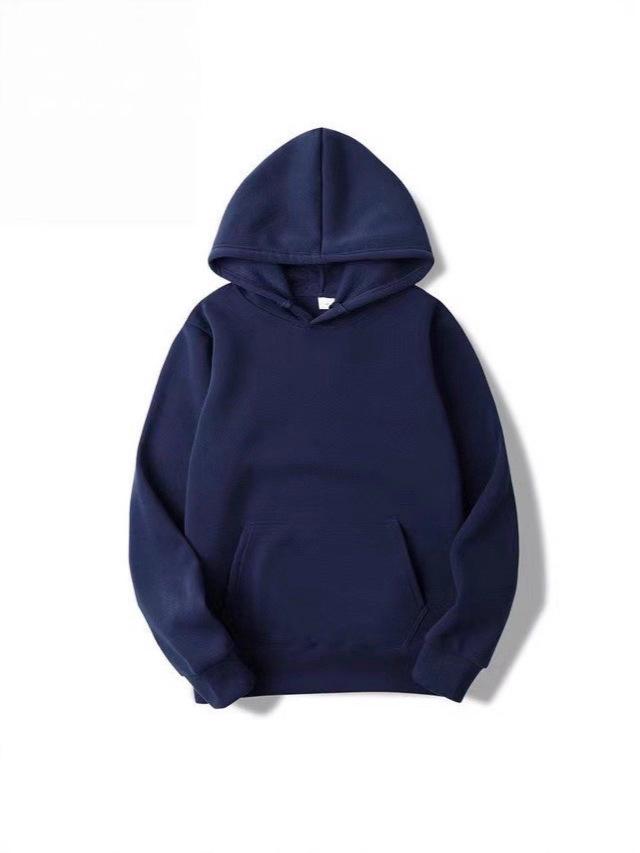 Unisex Solid Color 220g Fabric Hooded Sweatshirt - European Size, Loose Fit, Trendy Casual Hoodie.