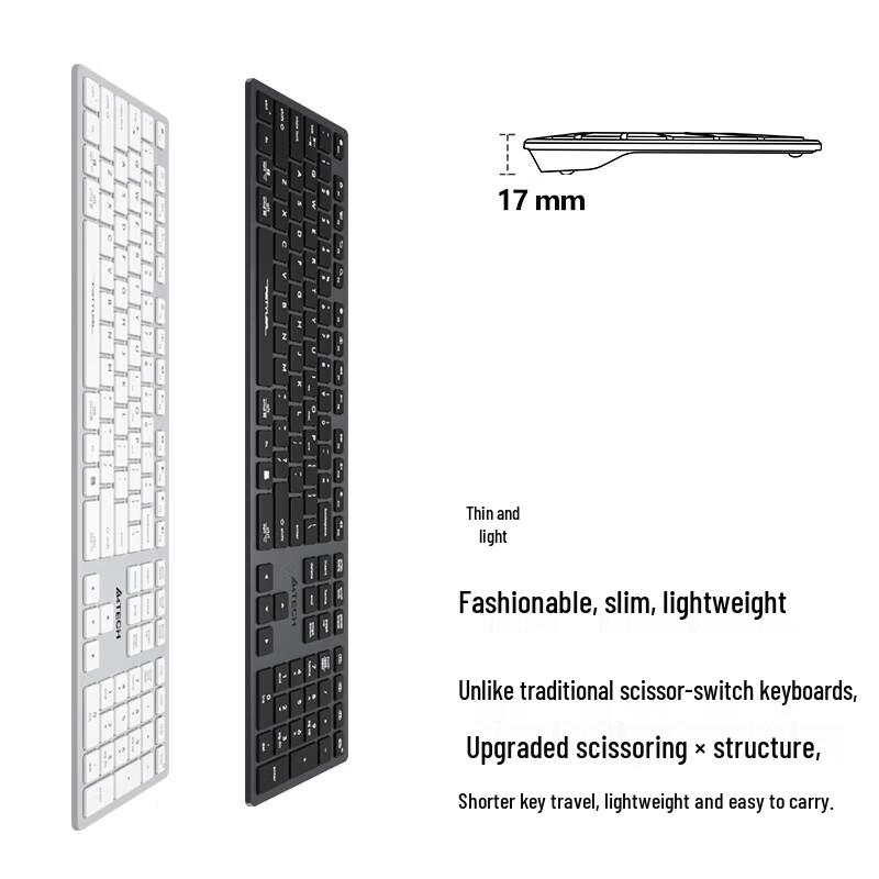 A4Tech FBX50C Wireless Bluetooth Quiet Scissor-Key Keyboard
