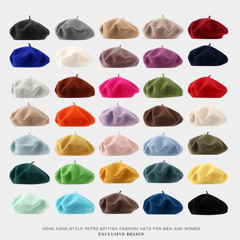 High-quality Solid-color Embroidered Beret Versatile Winter Women Japanese-style Artistic Retro Painters Hair Band