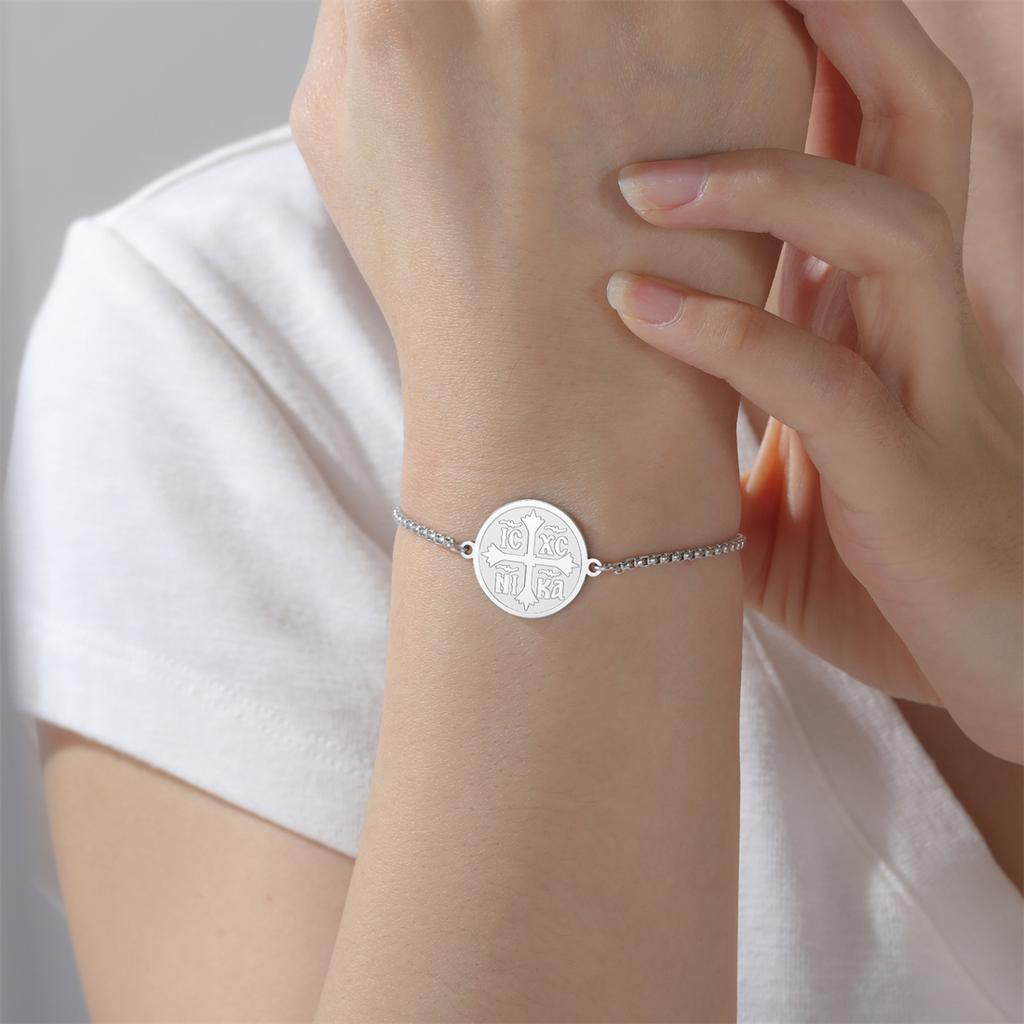 IC XC Punk Cross Seal Bracelets for Women Men Stainless Steel Orthodox Prayer Bracelet Christian Amulet Jewelry Gift