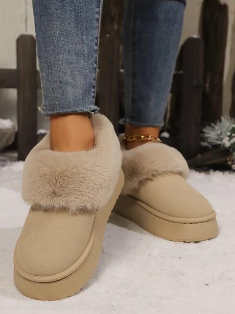 2024 New Warm Boots Women Winter Flats Shoes Short Plush Fur Ankle Snow Boots Casual Shoes Sport Suede