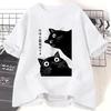 T-shirts Imprimés Mèmes de Chats Drôles Vêtements pour Femmes Été Mode Décontractée Hauts à Manches Courtes Unisexes Vintage Oversize T-shirts à Col Rond