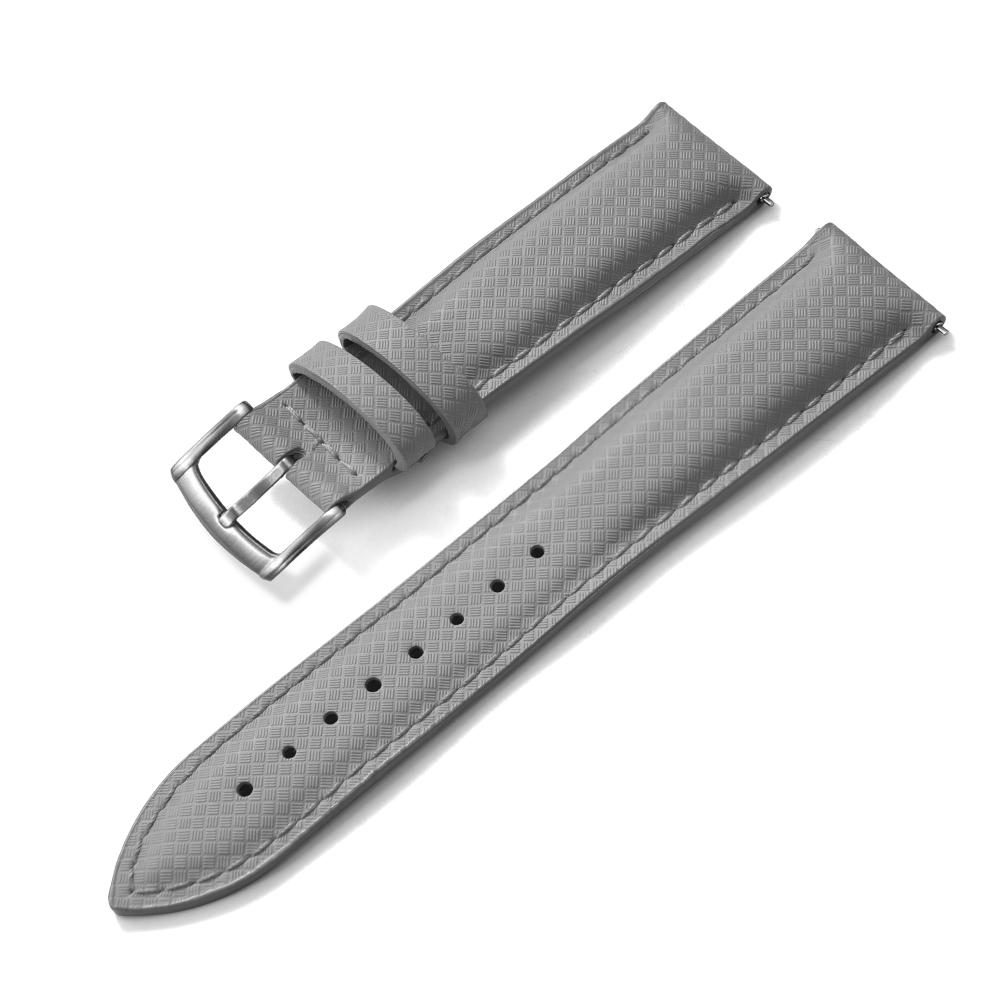 STAPELP 18mm 19mm 20mm 22mm Sailcloth Strap FKM TOP+Leather Base Tropical Texture Rubber Watch Bands Quick Release Pin Buckle