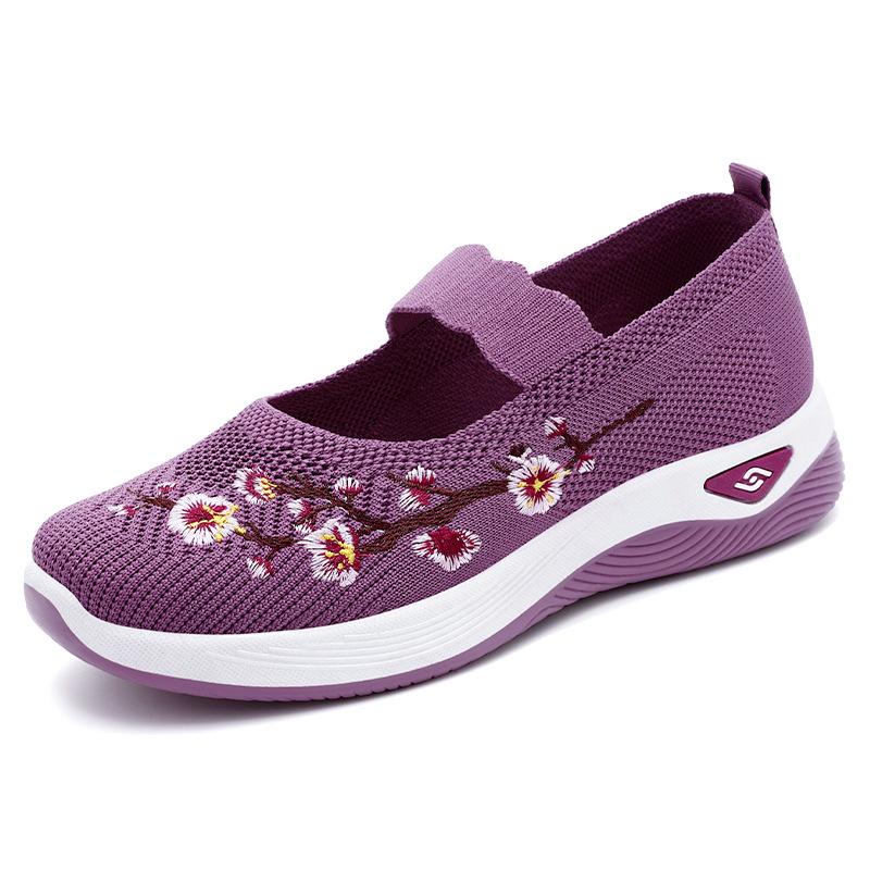 

Women s Versatile Flyknit Mesh Slip-On Shoes - Embroidery Print, Lightweight & Casual 38