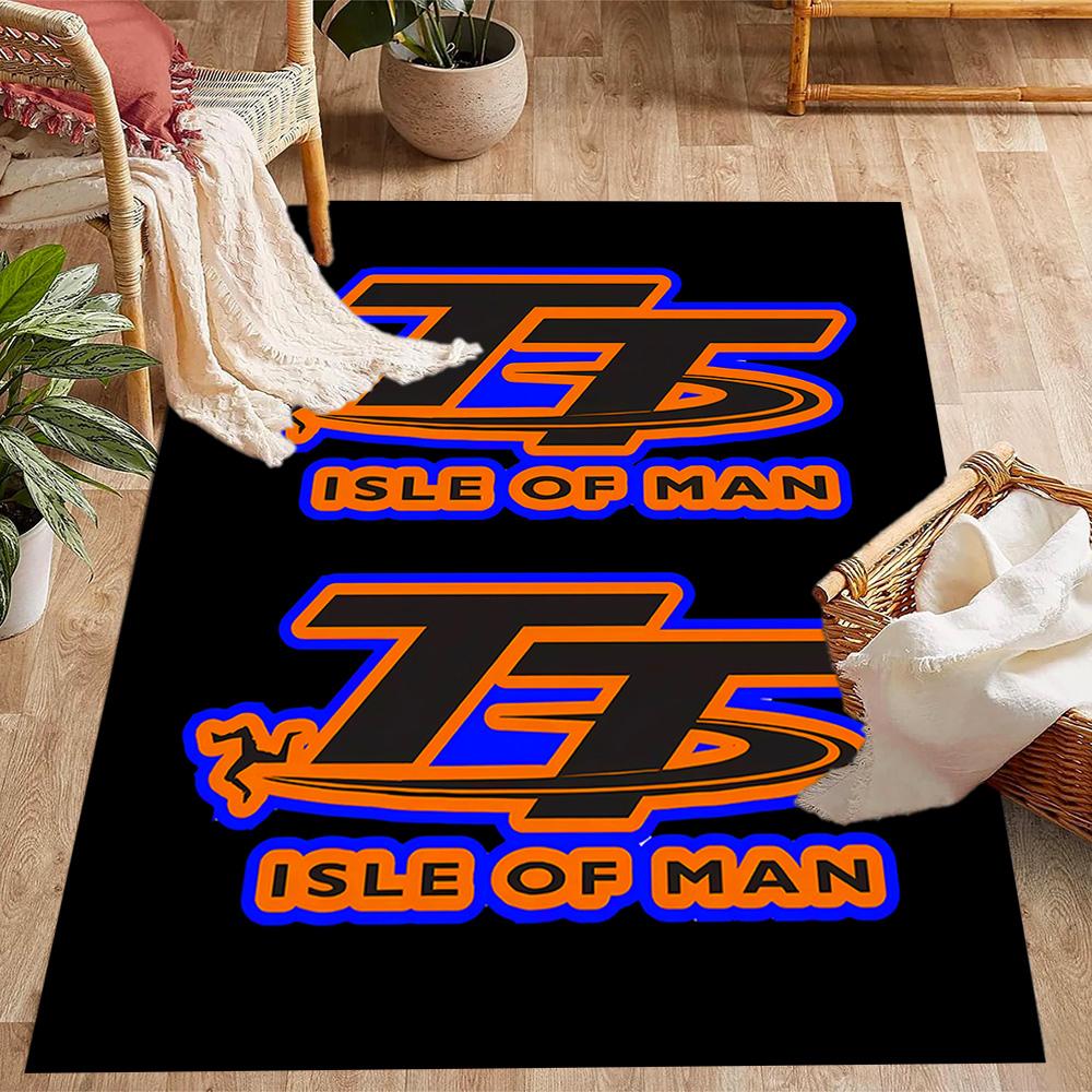 Isle Of Man Tt Course Map Themed Anti-Slip Rugs - Polyester Home Decor, Suitable for Bedrooms, Living Rooms, Doorways, Studios, and Decorations