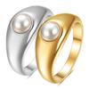 Chic Single Pearl Ring Chunky Stacking Finger Ring Simple Minimalist Couple Anniversary Jewelry