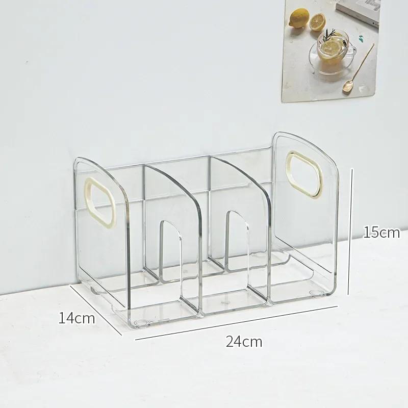 

Convenient Clear Acrylic Bookends with Handle Desk Organizer Divided Book Stand Desktop Sorting Rack Study Supplies