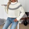 Women's Long-Sleeve Fair Isle Sweater - 2026 Autumn/Winter Loose Jacquard Top