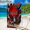 Custom Name Coca-cola Beach Towel - Soft, Ultra-Absorbent Microfiber, Lightweight, Perfect for Beach, Parties, Travel, Camping