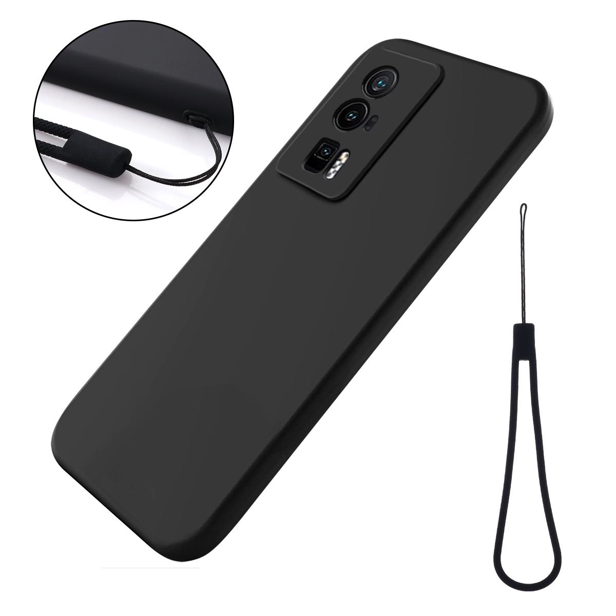 

Phone Case for Xiaomi Poco F5 Pro 5G/Redmi K60 Pro 5G/K60 5G,Soft Lining Liquid Silicone Cell Phone Cover with Strap Black
