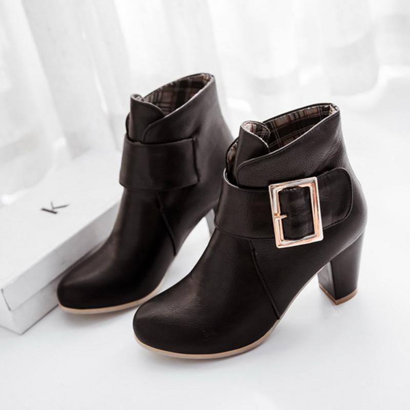 

Женские короткие сапоги на высоком каблуке, осень и зима, новые однотонные замшевые короткие сапоги большого размера на толстом каблуке 45 чёрный