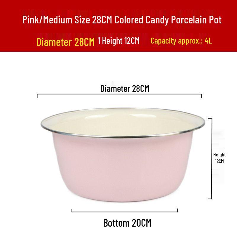 Vintage-Style High-Grade Colorful Enamel Basin: Ideal for Kitchen, Dough Kneading, or Vegetable Washing.