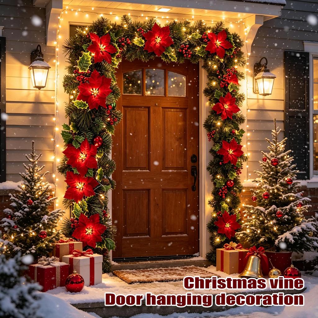 Christmas Wreath Door Hanger Ornament for Holiday Home Decoration