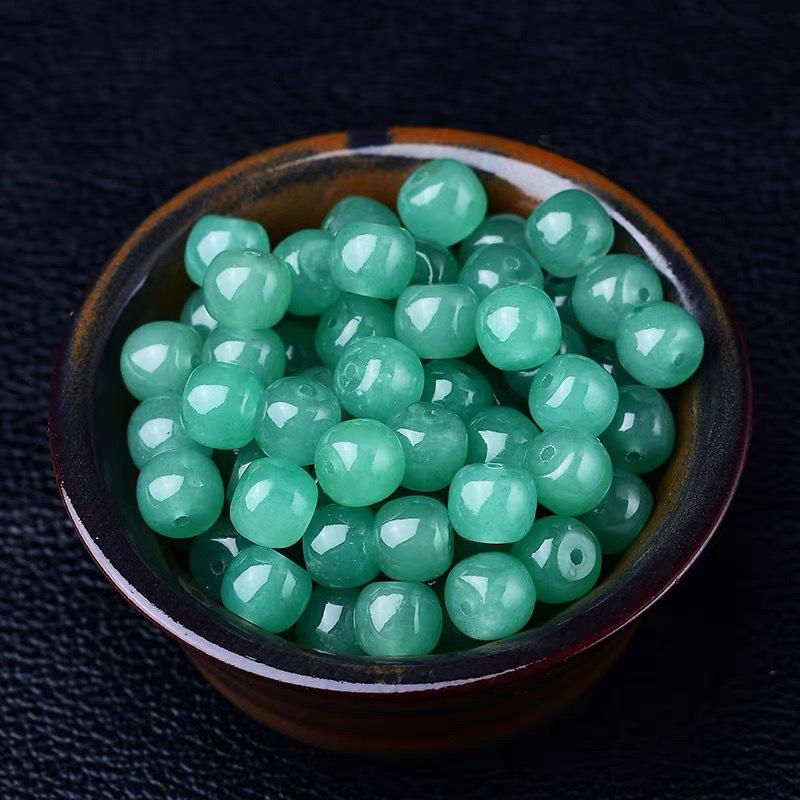 Pure Green Aventurine Dongling Jade Barrel Beads for DIY Bracelets - Semi-finished Spacer Beads, Loose Strands 9*10mm